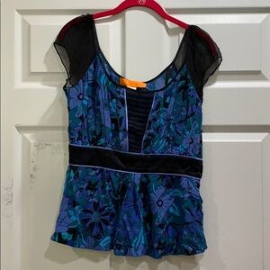 Cynthia Cynthia Steffe Pleated Peplum Silk Blouse